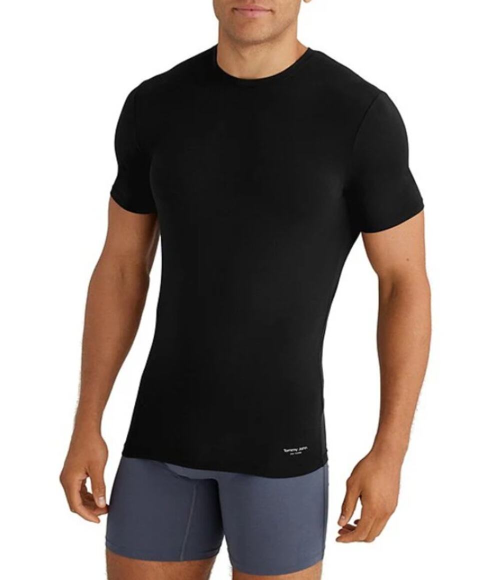 TOMMY JOHN Men's Crew Neck Stay Tucked Undershirt XL Black 3 Pack Modal NWT